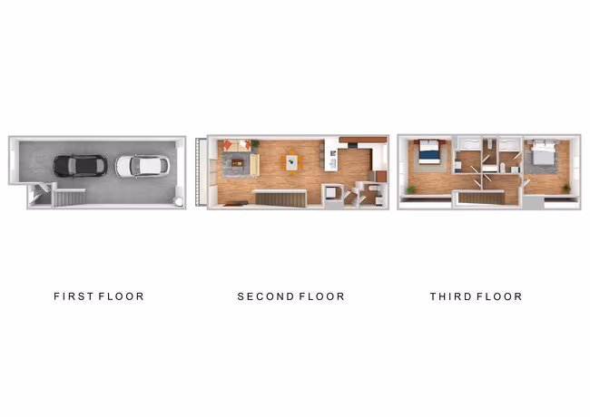 2 Bedroom 2.5 Bath 1019 floor plan